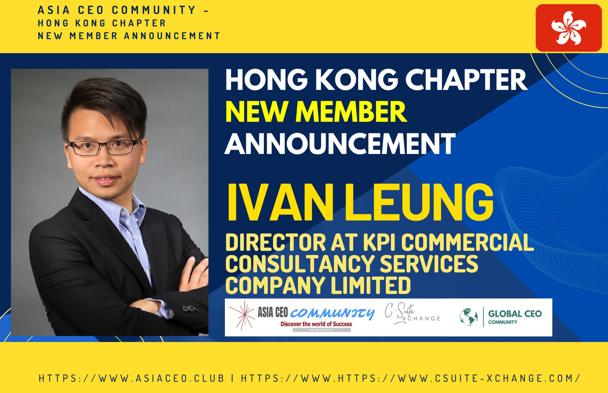 Portrait of Ivan Leung Wai Kwan in an Asia CEO Community member announcement